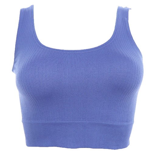 Form Angel 5700 Bayan Kalın Askılı Pedsiz Fitilli Crop Fit Büstiyer - İndigo - S-M