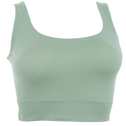 Form Angel 5700 Bayan Kalın Askılı Pedsiz Fitilli Crop Fit Büstiyer- Y. Haki - L-XL