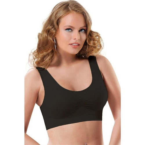 Nbb 2411 Bayan Çift Katlı Seamless Kaplı Cuplu Toparlayıcı Büstiyer Sütyen S-XL- Siyah - S