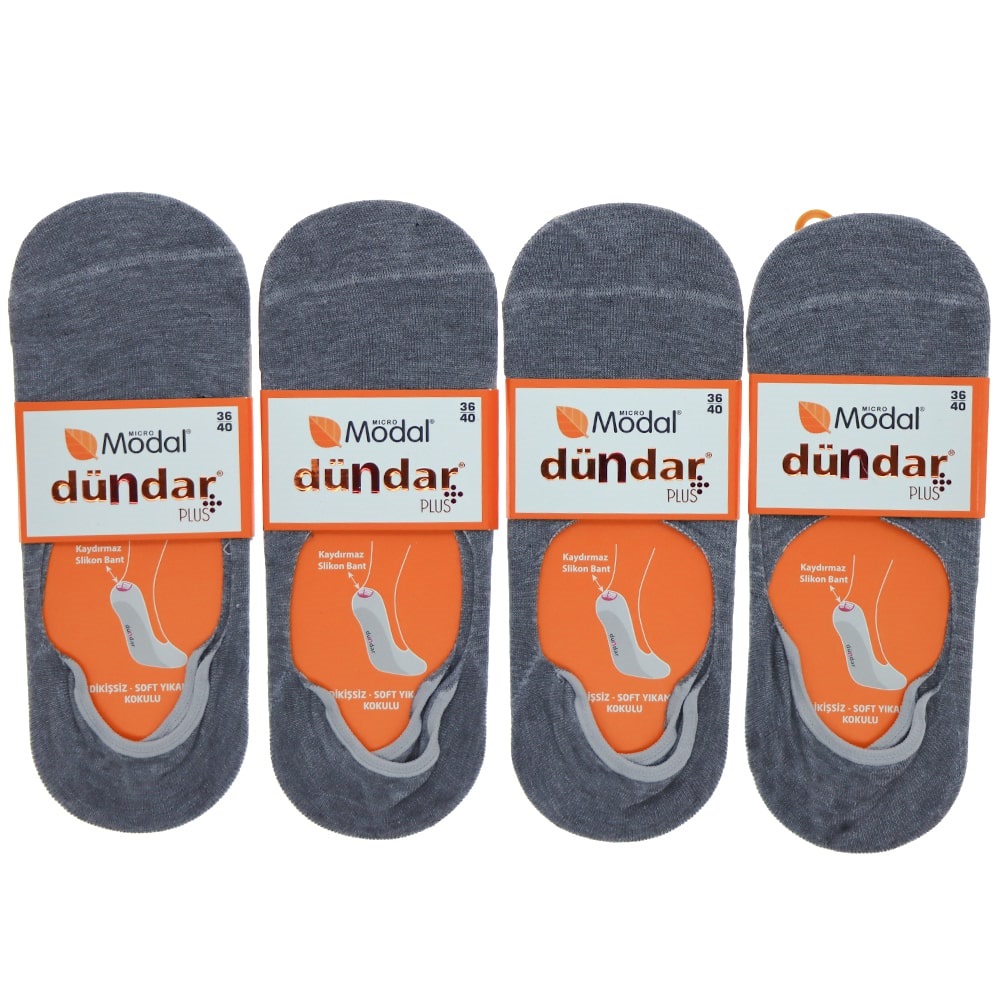 Dündar 6913 Bayan Modal Dikişsiz Soft Y.Kokulu Babet Çorap - Gri