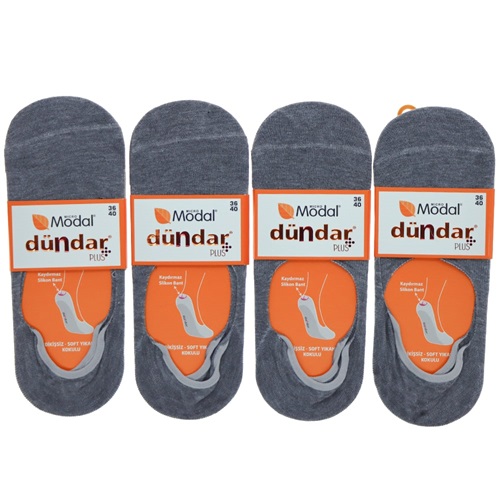 Dündar 6913 Bayan Modal Dikişsiz Soft Y.Kokulu Babet Çorap - Gri
