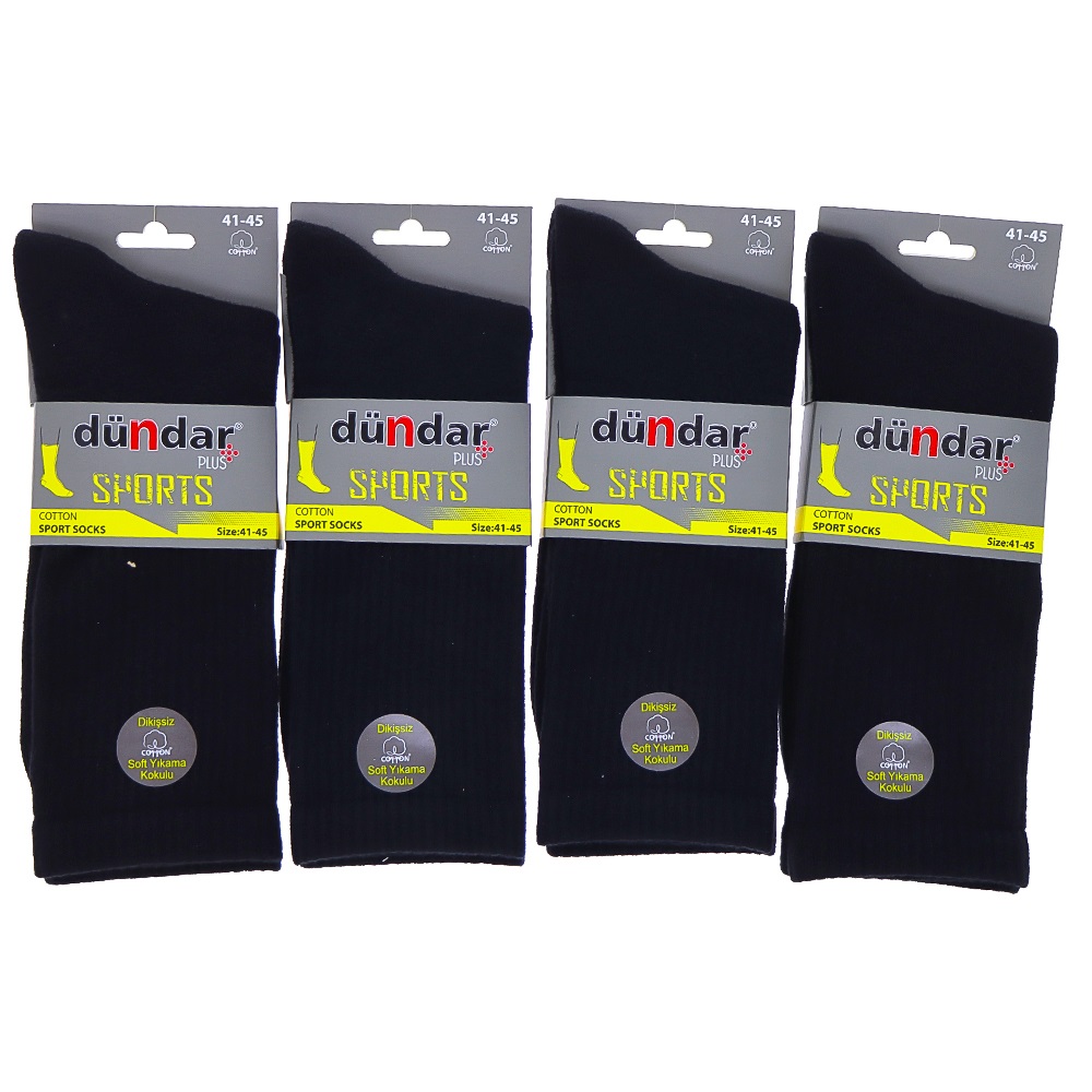 Dündar 7101 Erkek Dikişsiz Soket Havlu Tenis Spor Çorap - Siyah
