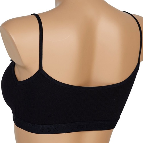 Deza 5043 Bayan Raporlu Ribana İp Askılı Pedli Büstiyer - Siyah