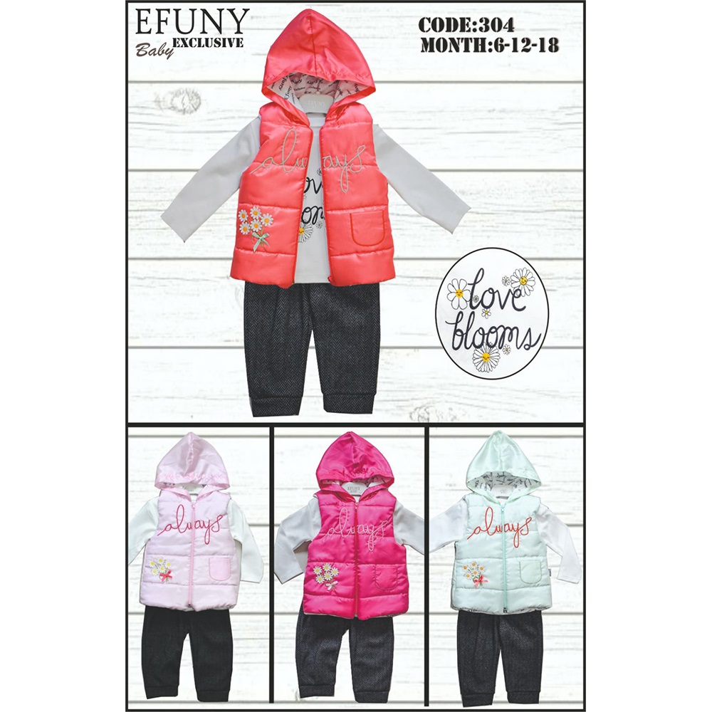 Efuny Baby 304 Kız Bebe Papatya Nakışlı Takım 6- 18 Ay