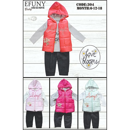Efuny Baby 304 Kız Bebe Papatya Nakışlı Takım 6- 18 Ay