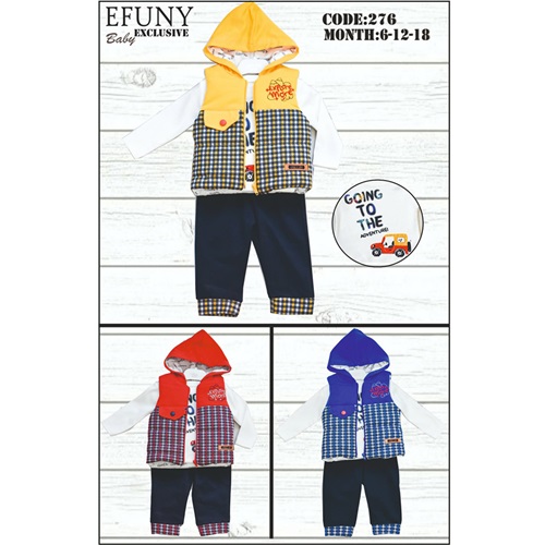 Efuny Baby 276 Erkek Ekoseli Cep Kapaklı Takım 6-18 Ay