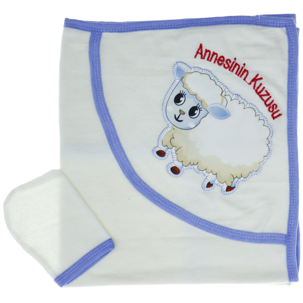 Bidilish 33 Bebe Lüks Annesinin Kuzusu Baskılı Şapkalı Havlu 0-1 Yaş