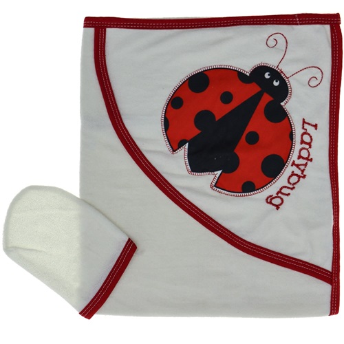 Bidilish 33 Bebe Lüks Laydbug Uğurböceği Baskılı Şapkalı Havlu 0-1 Yaş