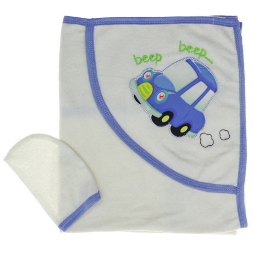 Bidilish 33 Bebe Lüks Araba Baskılı Şapkalı Havlu 0-1 Yaş