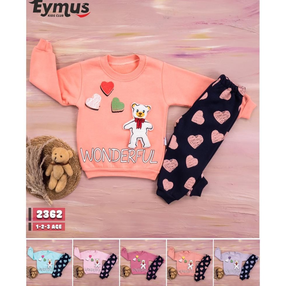 Eymus 2362 Kız Çocuk 3 İplik Wonderful Bas. Ayıcık Takım 1-3 Yaş