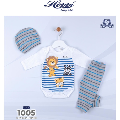 Hoppi Baby 1005 Erkek Bebe Animal Aslanlı Badili Takım 6-12-18 Ay