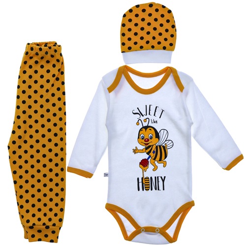 Hoppi Baby 1012 Erkek Bebe Arı Badili 3 lü Takım 6-12-18 Ay