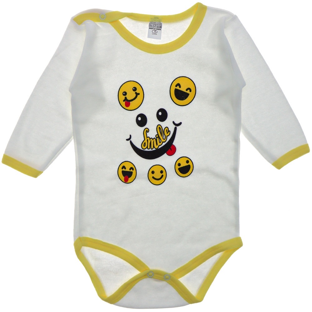 Hoppi Baby Çıtçıtlı U. Kol Smile Baskılı Badi 6 lı 03 Ay 3 Yaş