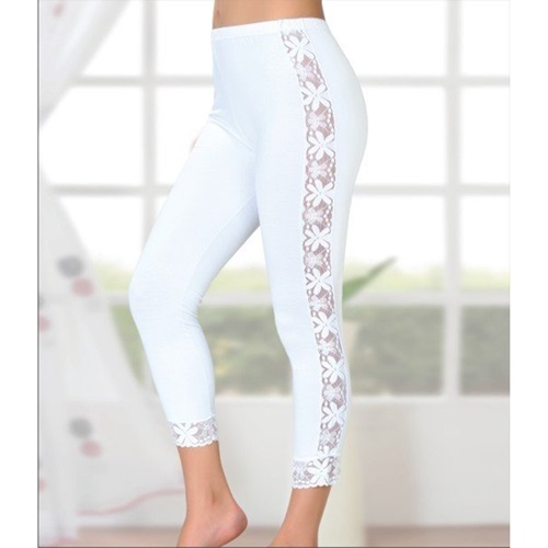 Polkan 122 Yanı Tüm Dantelli Tayt - Siyah - STANDART