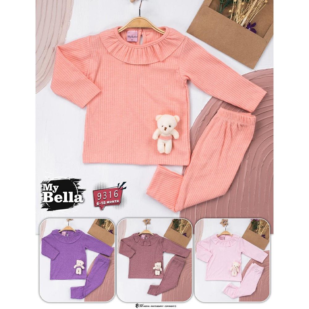 My Bella 9316 Kız Bebe Fitilli Peluş Aksesuarlı Takım 6-18 Ay