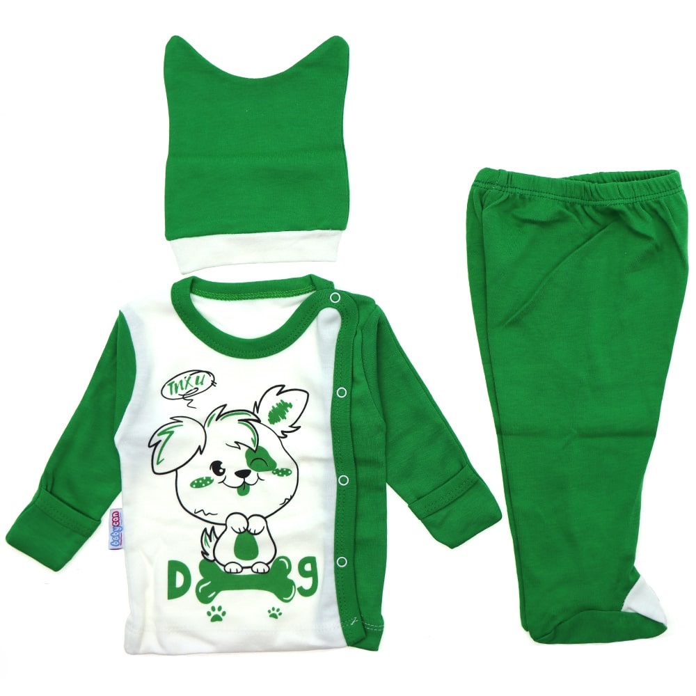 Baby Can 9229 Bebe Sevimli Köpek Bas. Bereli 3 Parça Zıbın Takım 0-3 Ay