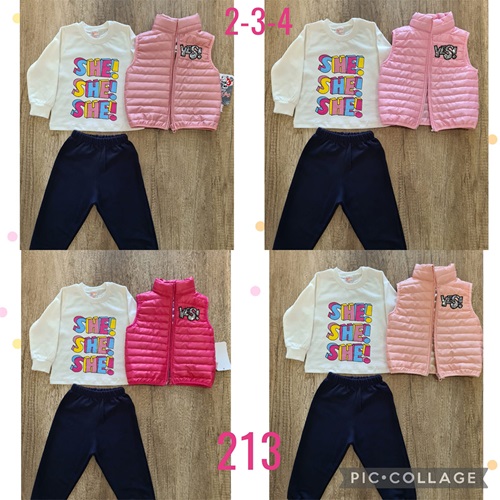 Çuf Çuf 213 Kız Çocuk She Baskılı Yelekli Takım 2-4 Yaş