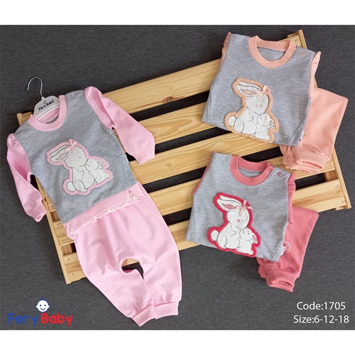 Fery Baby 1705 Kız Bebe Anne Tavşan 2 li Takım 6-9-18 Ay