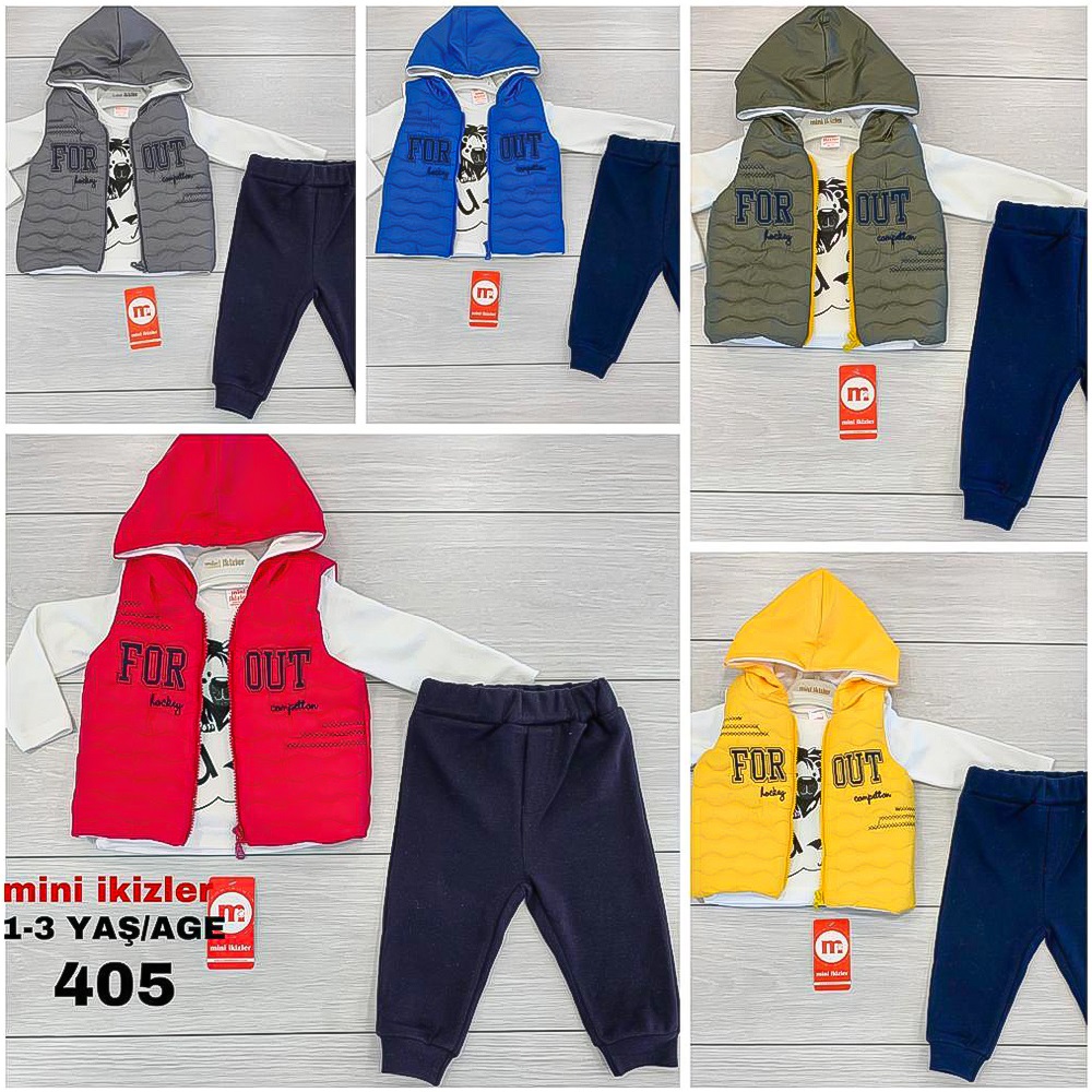 Mini İkizler 405 Erkek Çocuk For Out Nak. Yelekli Mikro 3 lü Takım 1-3 Yaş