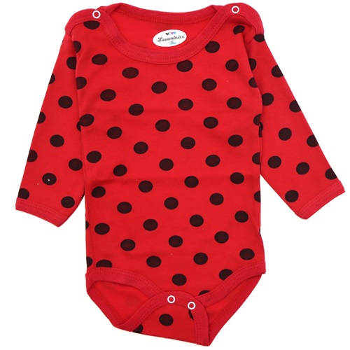 Loveminixx 1064 Çocuk Puantiyeli Uzun Kol Çıtçıtlı Badi 2-3-4 Yaş