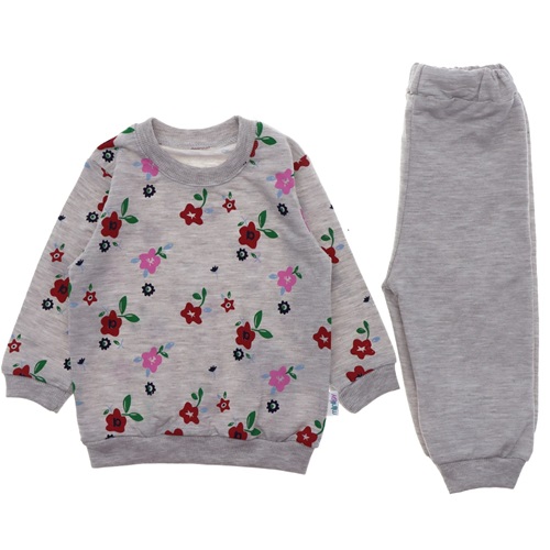 Minilay 6054 Kız Bebe Çiçek Baskılı 2 li Takım 6-18 Ay
