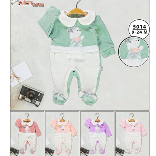 Aist Baby 5014 Kız Bebe Tül Elbise Ayıcıklı Kadife Tulum 3-18 Ay