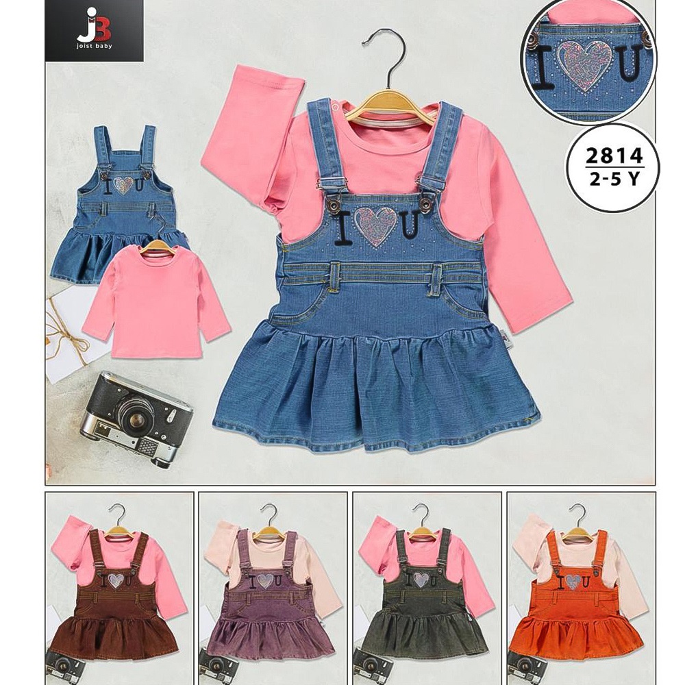 Aist Baby A2814 Kız Bebe Kalp Model Kot Jile Takım 6-24 Ay