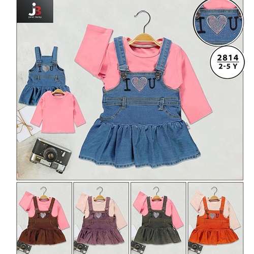 Aist Baby A2814 Kız Bebe Kalp Model Kot Jile Takım 6-24 Ay