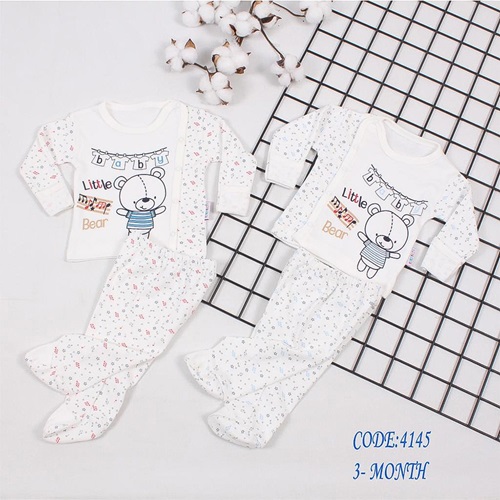 Kardelya 4145 Bebe Little Bear Baskılı Pijama Takım 0-3 Ay - Mavi - 0-3 AY