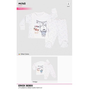Kardelya 4145 Bebe Little Bear Baskılı Pijama Takım 0-3 Ay - İndigo - 0-3 AY