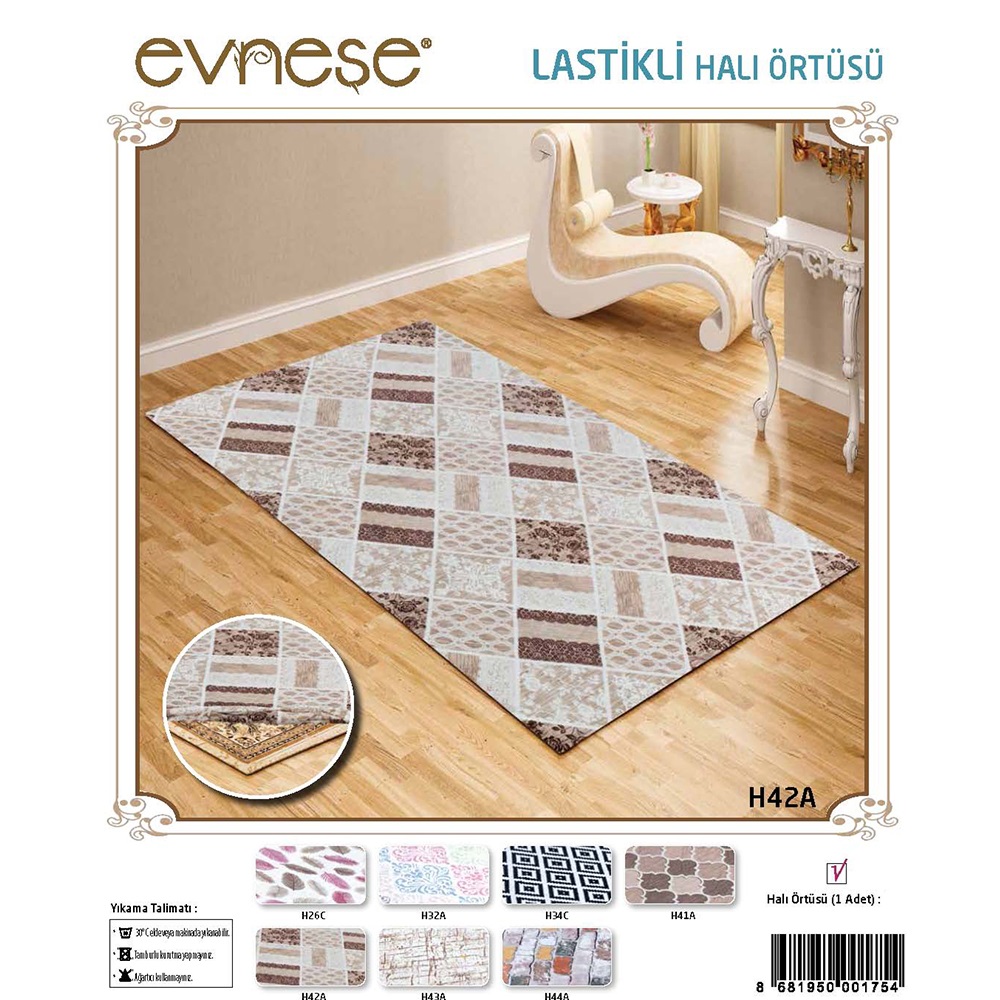 Evneşe Desenli Lastikli Halı Örtüsü 4 M2 - Katalog - H42A