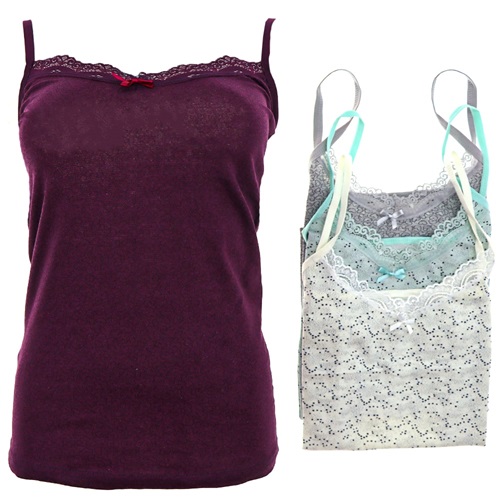 Neyl Bayan Likralı Penye Empirme Desenli İp Askı Atlet