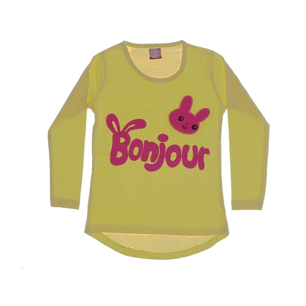 Bonjour Baskılı Simli Kız Sweat*1-4 Yaş