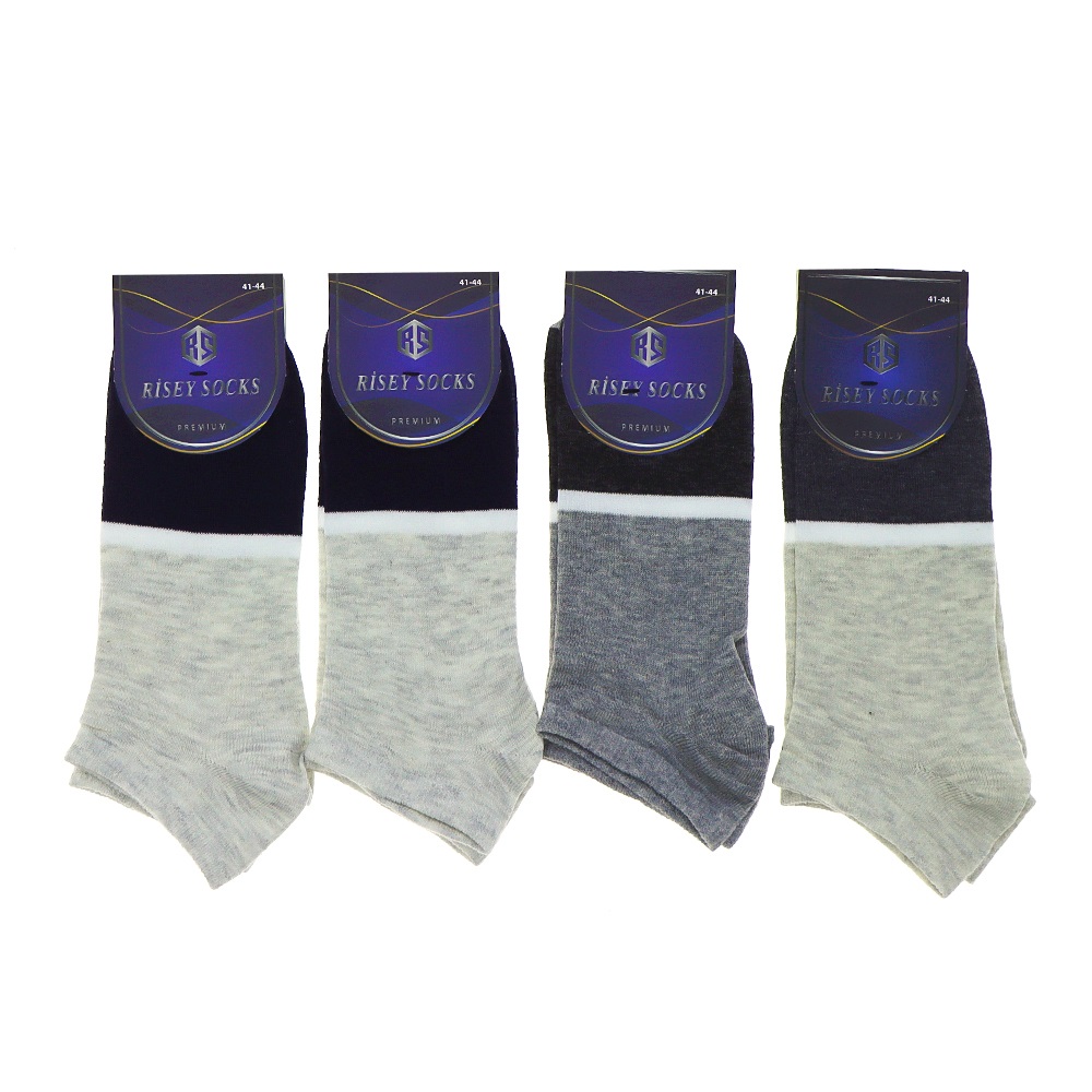 Risey 2237 Erkek Likralı Penye Mevsimlik Patik Çorap - Karışık Renk