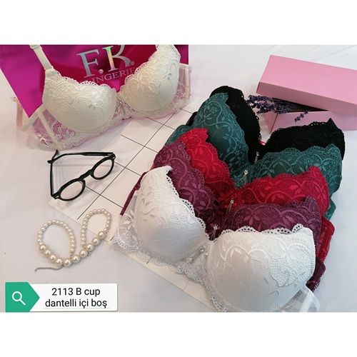 F.K 2113 Bayan Dantelli Dolgusuz B Cup Sütyen 80-95 - Yeşil