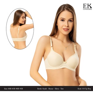 F.K 353 Bayan Düz Desteksiz Sütyen 80-95 - Ekru - 80-85-90-95