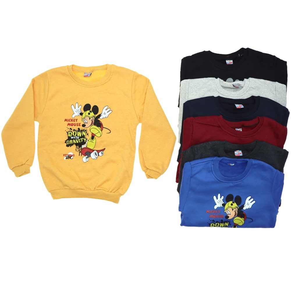 Alican 1266 Erkek Çocuk 2 İplik Şardonlu Mıckey Mause Bas Sweat 3-10 Yaş