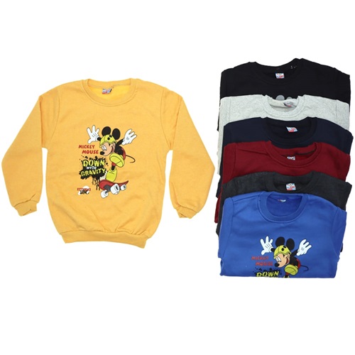 Alican 1266 Erkek Çocuk 2 İplik Şardonlu Mıckey Mause Bas Sweat 3-10 Yaş