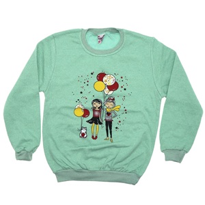 Azranur 2165 Kız Çocuk 2 İplik Şardonlu Balonlu Kız Bas Sweat 3-10 Yaş