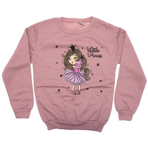Azranur 2152 Kız Çocuk 2 İplik Şardonlu Little Princess Bas Sweat 3-10 Yaş