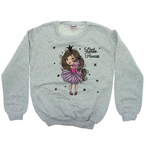 Azranur 2152 Kız Çocuk 2 İplik Şardonlu Little Princess Bas Sweat 3-10 Yaş