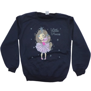Azranur 2152 Kız Çocuk 2 İplik Şardonlu Little Princess Bas Sweat 3-10 Yaş