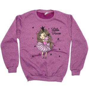 Azranur 2152 Kız Çocuk 2 İplik Şardonlu Little Princess Bas Sweat 3-10 Yaş