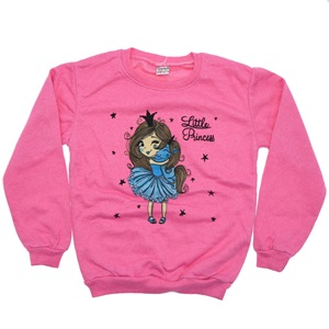 Azranur 2152 Kız Çocuk 2 İplik Şardonlu Little Princess Bas Sweat 3-10 Yaş