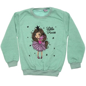 Azranur 2152 Kız Çocuk 2 İplik Şardonlu Little Princess Bas Sweat 3-10 Yaş