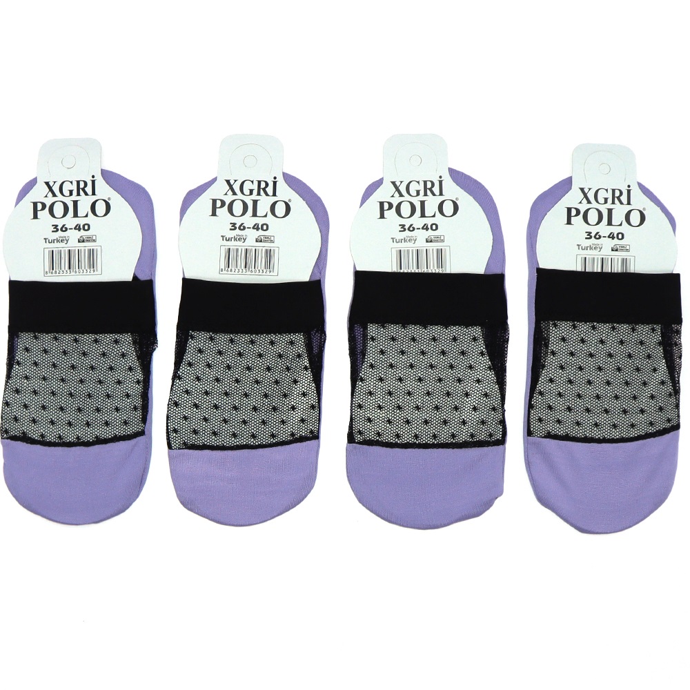 X Gri Polo B-24 Bayan Likralı İran Babet Çorap - Siyah