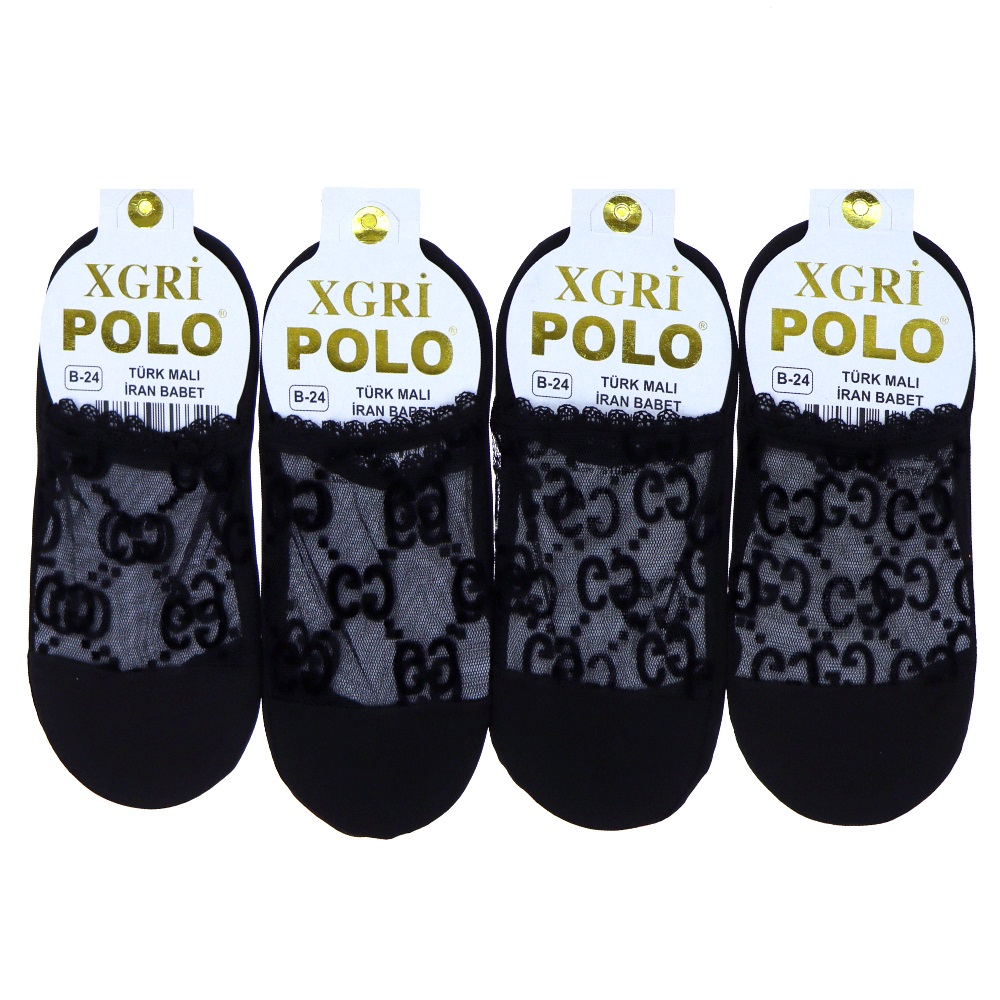 X Gri Polo B-24 Bayan Likralı İran Babet Çorap - Siyah