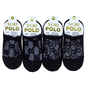 X Gri Polo B-24 Bayan Likralı İran Babet Çorap - Siyah