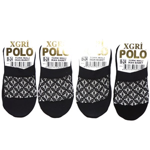 X Gri Polo B-24 Bayan Likralı İran Babet Çorap - Siyah