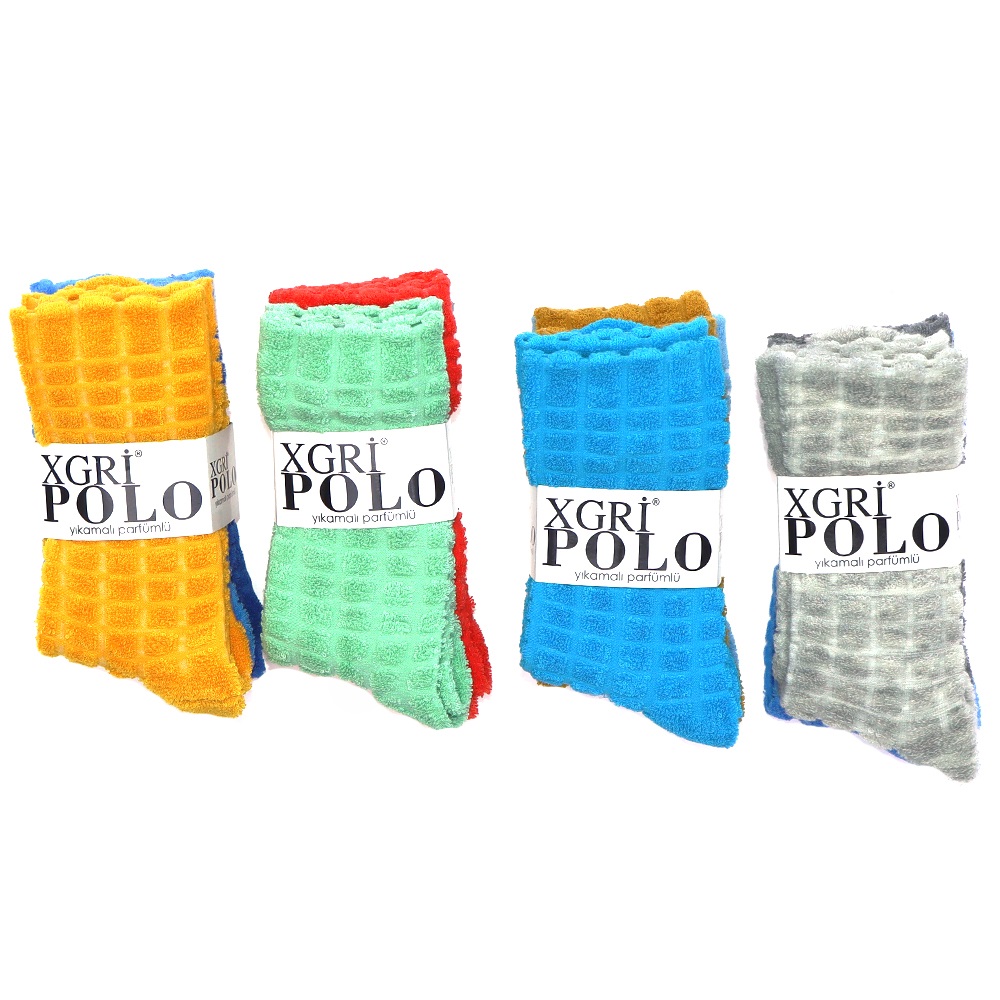 X Gri Polo B-E-14 Bayan Parfümlü Ters Havlu Soket Çorap - Karışık Renk